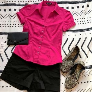 EXPRESS BUCKLE SLEEVE BUTTON DOWN TOP